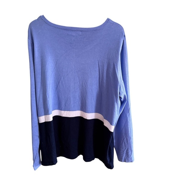 Karen Scott Women's Blue Plus Size Color Blocked Cardigan 3X Spring Lightweight - Picture 9 of 13